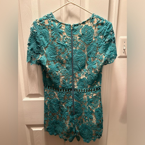 Love By Design, size small, teal lace romper - Picture 2 of 4